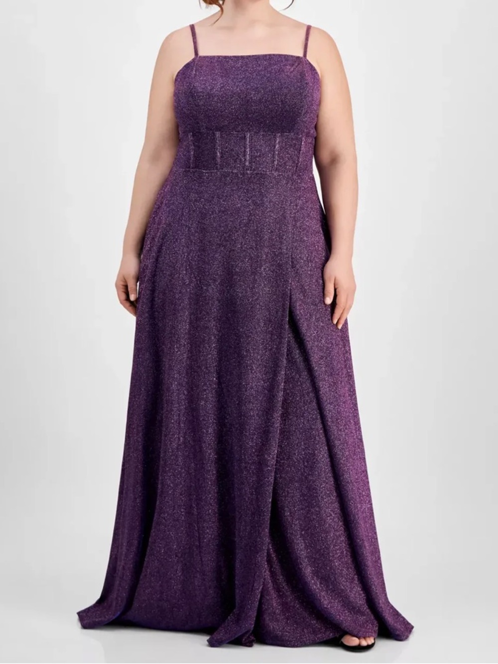 City Studios Purple Glitter Maxi Gown Dress Size  20W New